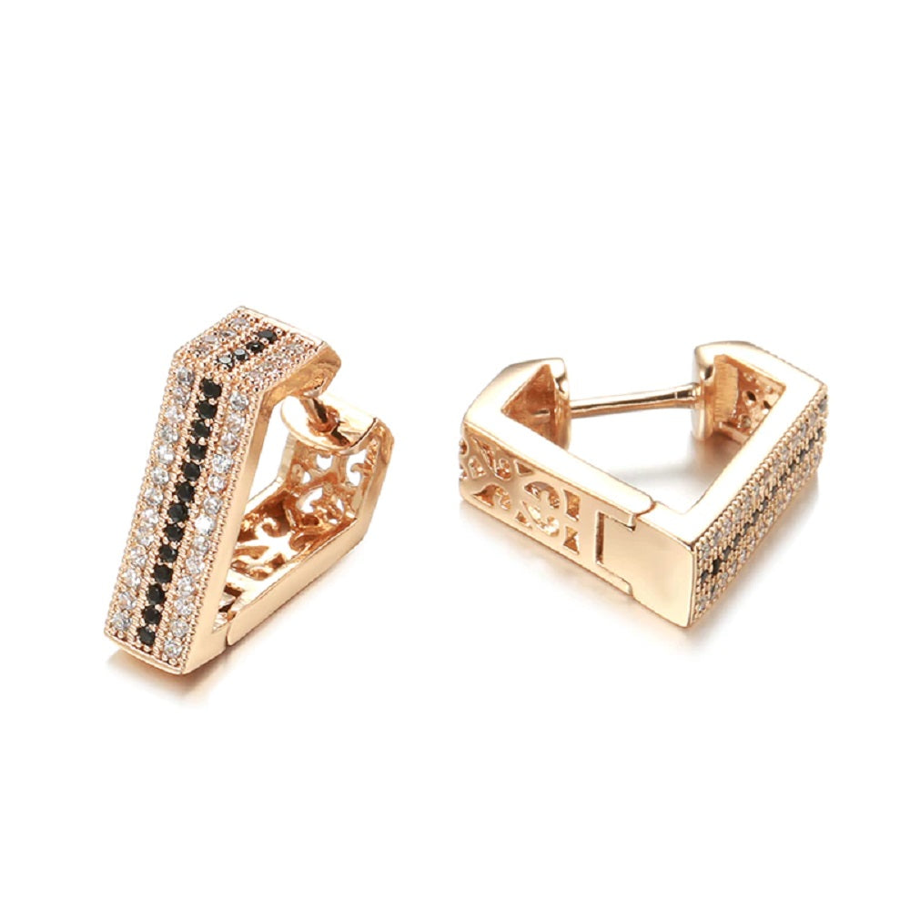 Damen Roségold Dreieck Eingelassene Kristalle Ohrringe | Shop Nory