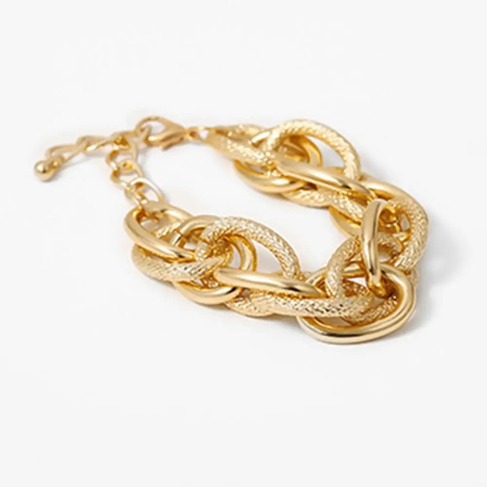 Damen Gold Chunky Dicke Runde InterLink Ketten Armbänder | Shop Nory