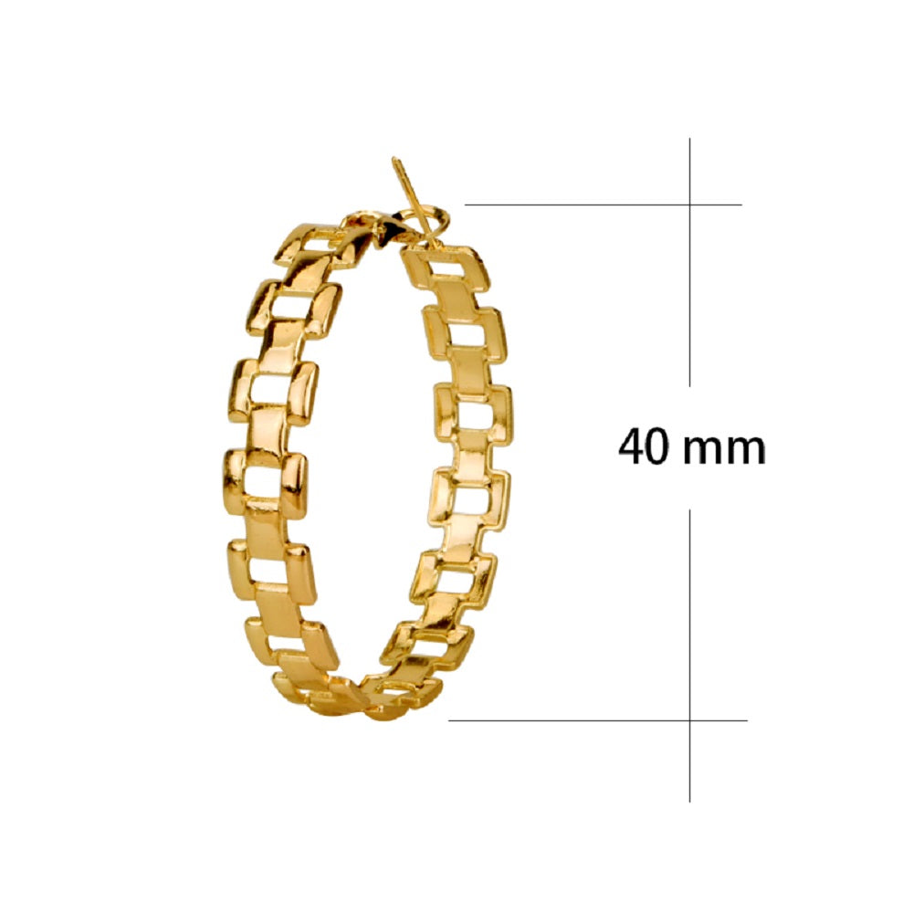 Damen Gold Mittel Rund Hohl ausgeschnitten Klassische Creolen Ohrringe mit Hebelverschluss | Shop Nory