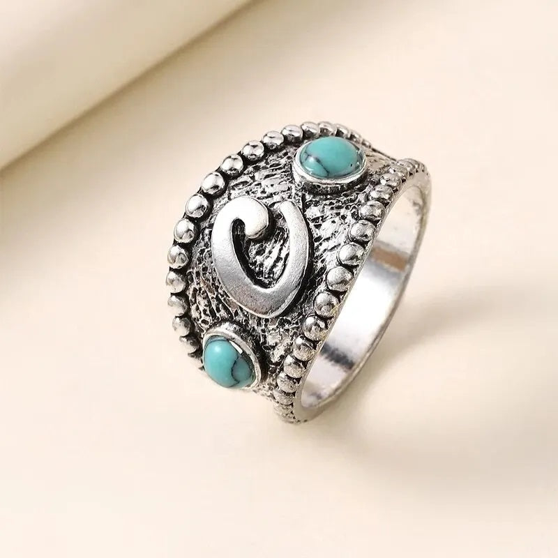Damen Silber Türkis Perlen Herz Anhänger & Ring Set | Shop Nory