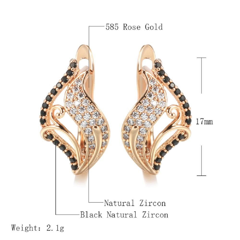 Damen Roségold Lockenblattform natürliche Kristallohrringe | Shop Nory