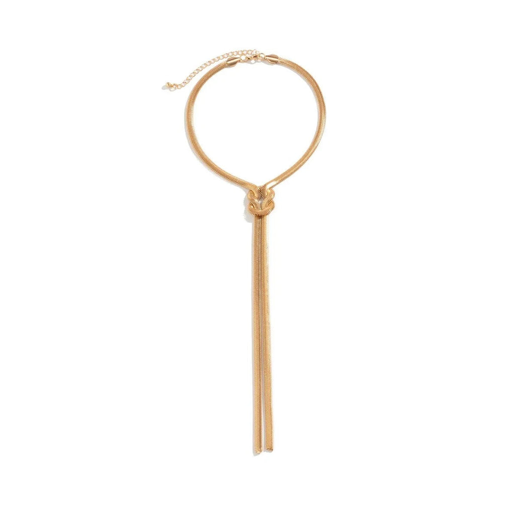 Damen Goldplattierte Knoten-Link Verstellbare Verdrehte Chunky Schlange Kette Halskette | Shop Nory
