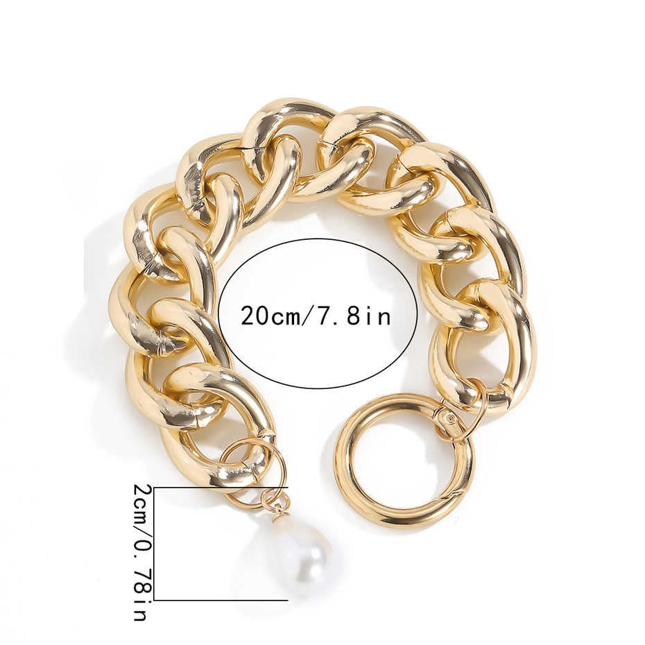 Damen Gold Chunky Runde Glieder Perlen Münze Charms Toggleverschluss Handkette Armbänder | Shop Nory