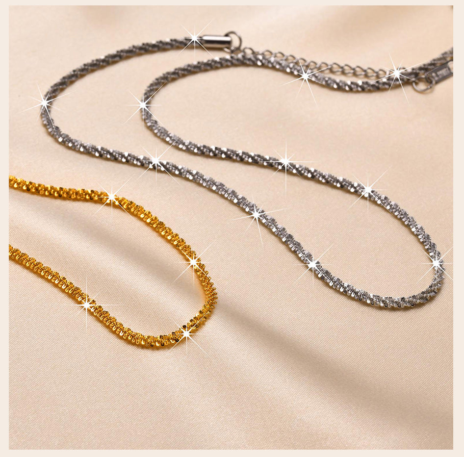 Luxus Twist Gold Silber Farbe Glänzend Glänzende Kette Choker Halskette | Shop Nory