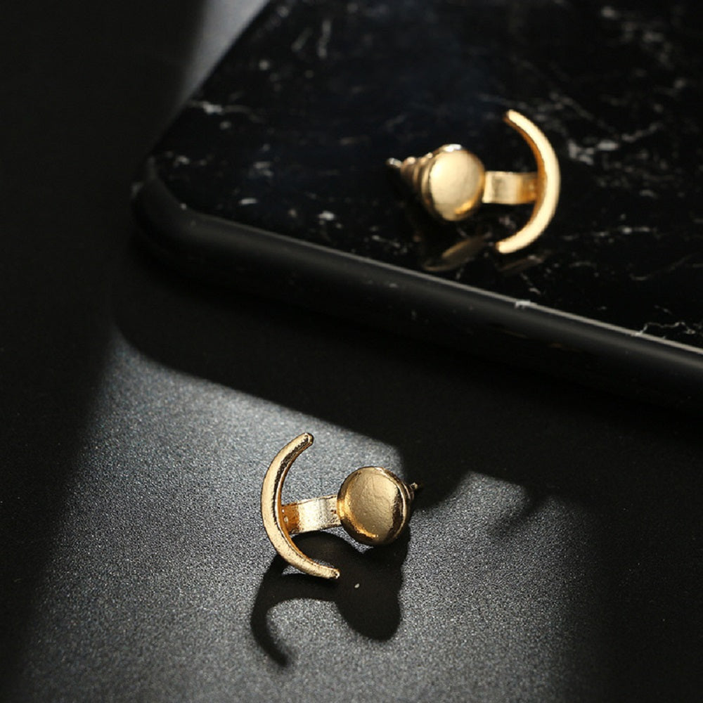 Damen Geometrische Mond Doppelseitige Runde Ohrstecker | Shop Nory