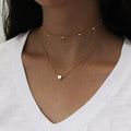 Damen Gold Silber Rund Perlenkette Herzanhänger Doppelschicht Halsketten | Shop Nory