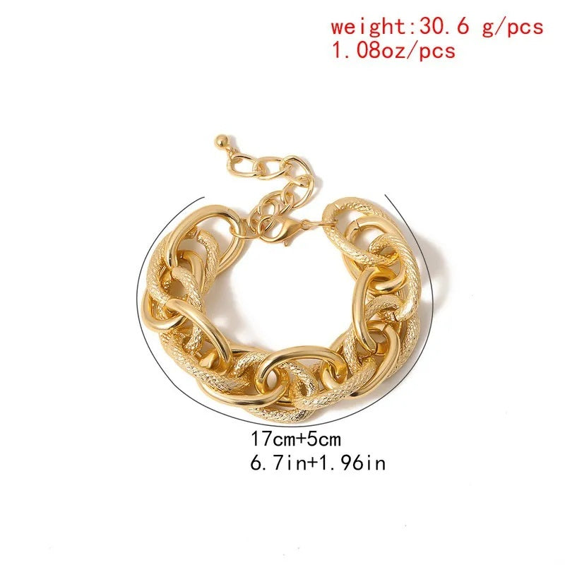 Damen Gold Chunky Dicke Runde InterLink Ketten Armbänder | Shop Nory