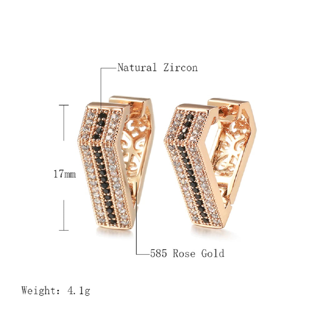 Damen Roségold Dreieck Eingelassene Kristalle Ohrringe | Shop Nory