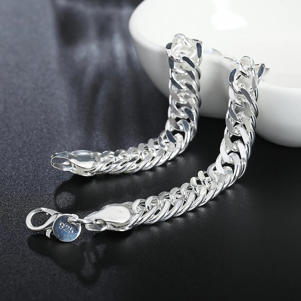 Damen 925 Sterling Silber Solide Geflochtene Kette Dicke Armbänder | Shop Nory