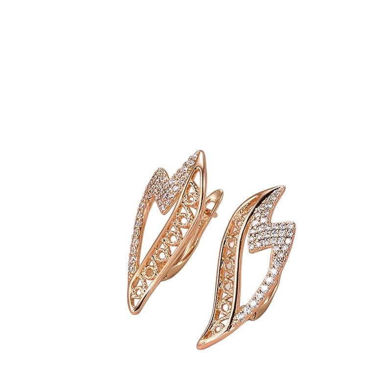 Damen Rose Gold Wavy Natural CZ Kristalle Ohrringe | Shop Nory