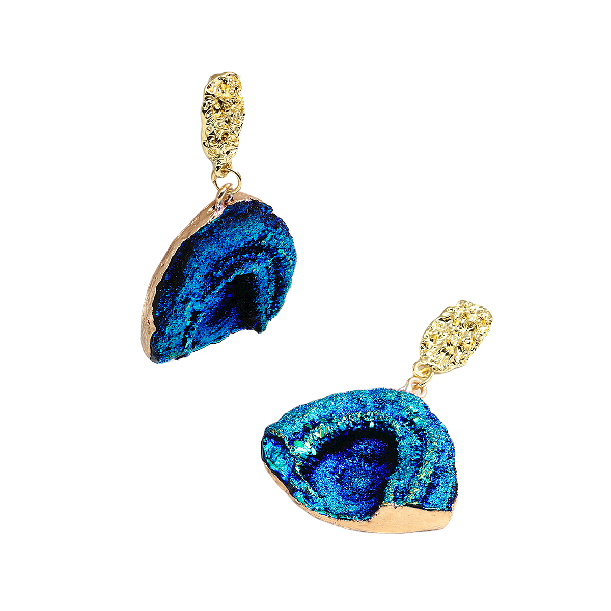 Damen Blau Regenbogen-Mondstein Abstrakte Naturstein Halbmond Hängeleuchten | Shop Nory