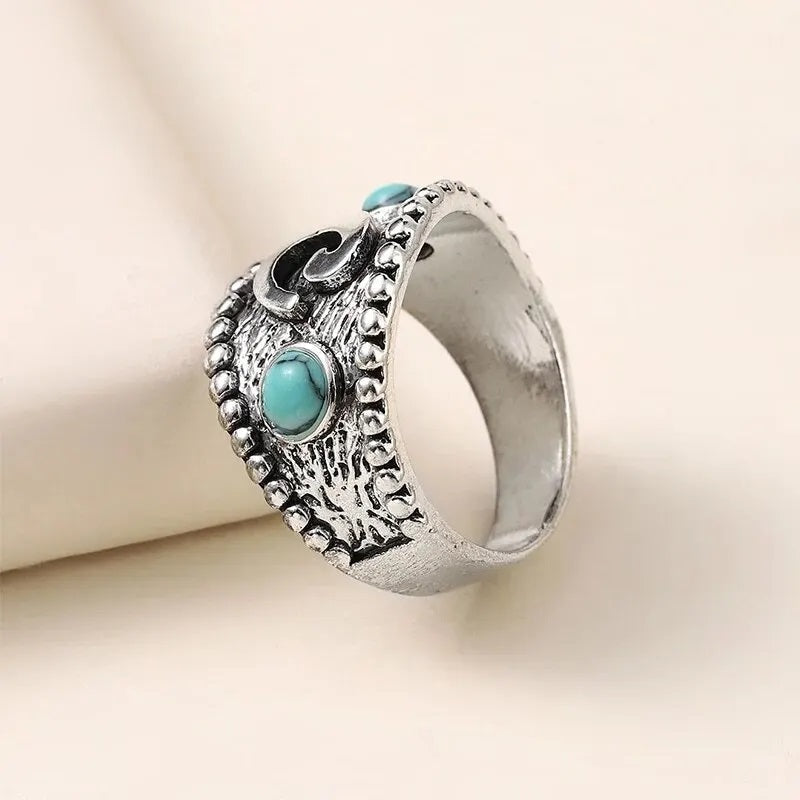 Damen Silber Türkis Perlen Herz Anhänger & Ring Set | Shop Nory