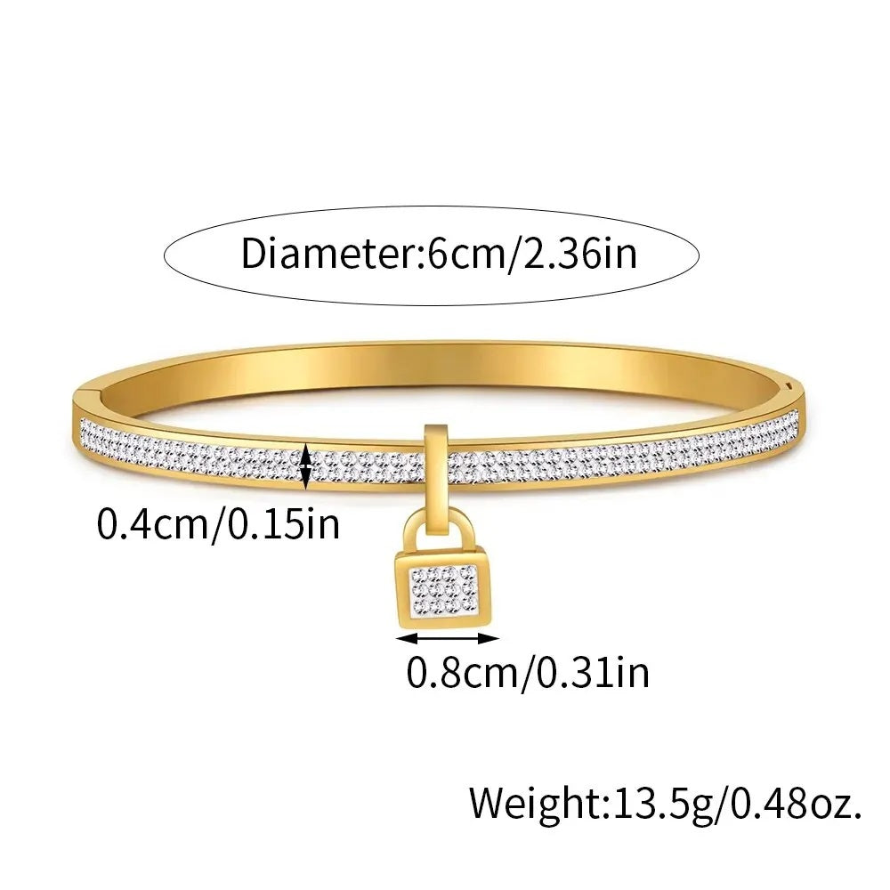Damen Luxus Kristall Schloss Anhänger Titanstahl Armband Armreifen | Shop Nory