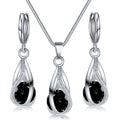Silber Twirl Ball Wasser Tropfen Kristall Ohrringe & Halskette Set | Shop Nory