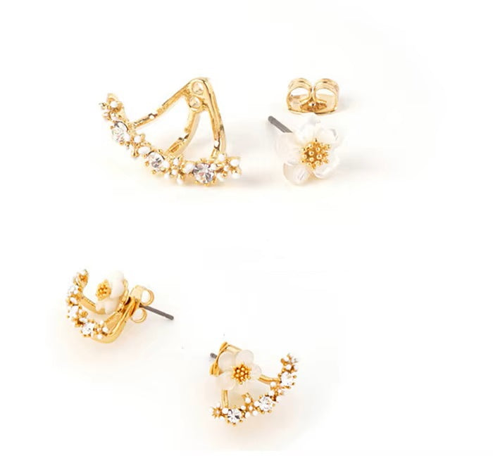 Damen Doppelseitige Äste Blumen Kristall Ohrstecker | Shop Nory
