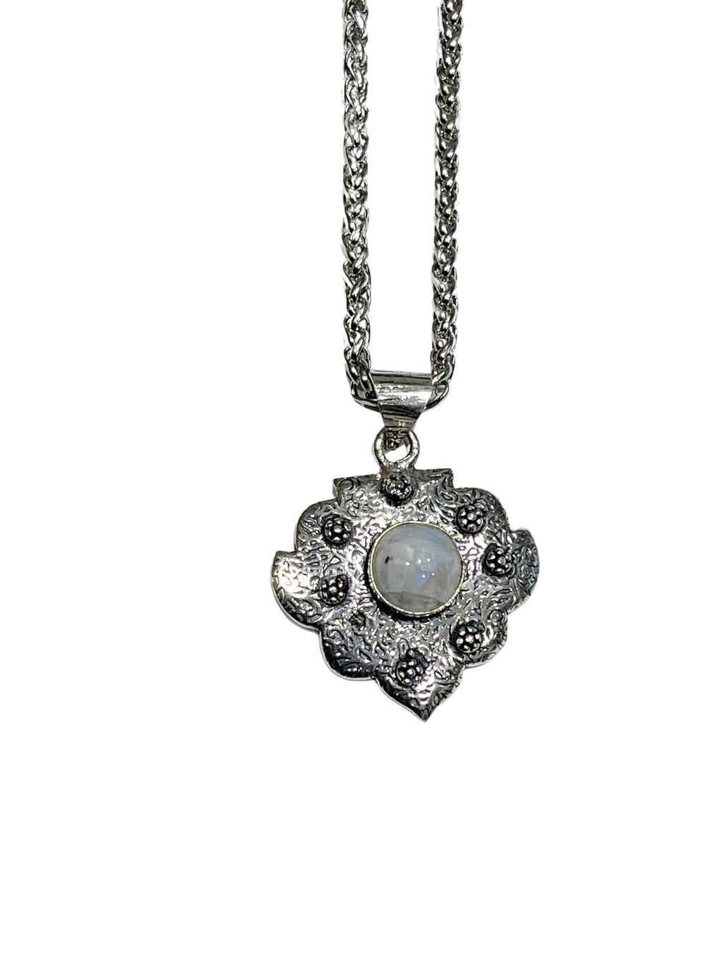 Damen Regenbogen-Moonstone 925 Silberplattiertes Handgemachtes Anhänger Link Ketten Halskette | Shop Nory