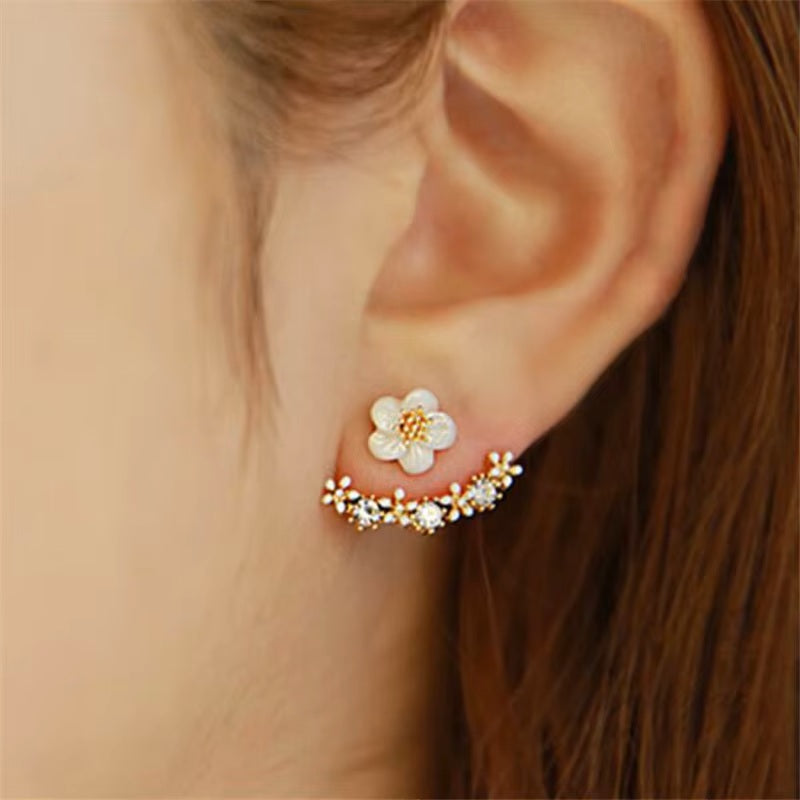 Damen Doppelseitige Äste Blumen Kristall Ohrstecker | Shop Nory