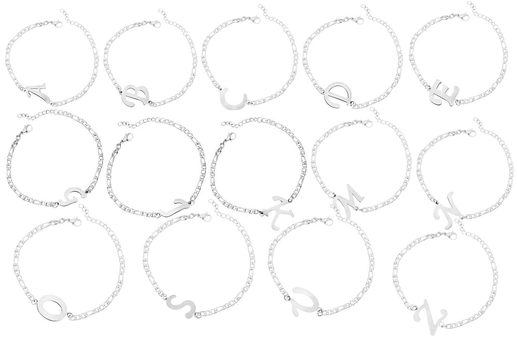 Damen Mädchen Silber Edelstahl Titan Einzelbuchstaben Initialen Armbänder | Shop Nory
