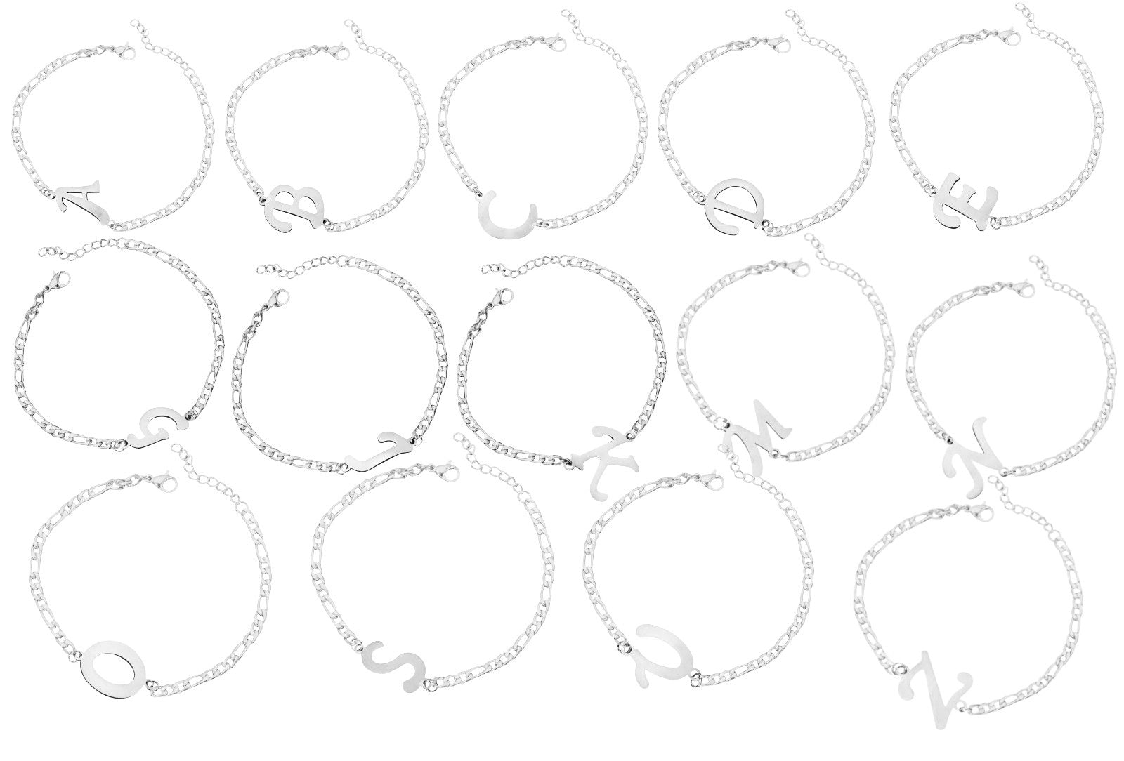 Damen Mädchen Silber Edelstahl Titan Einzelbuchstaben Initialen Armbänder | Shop Nory