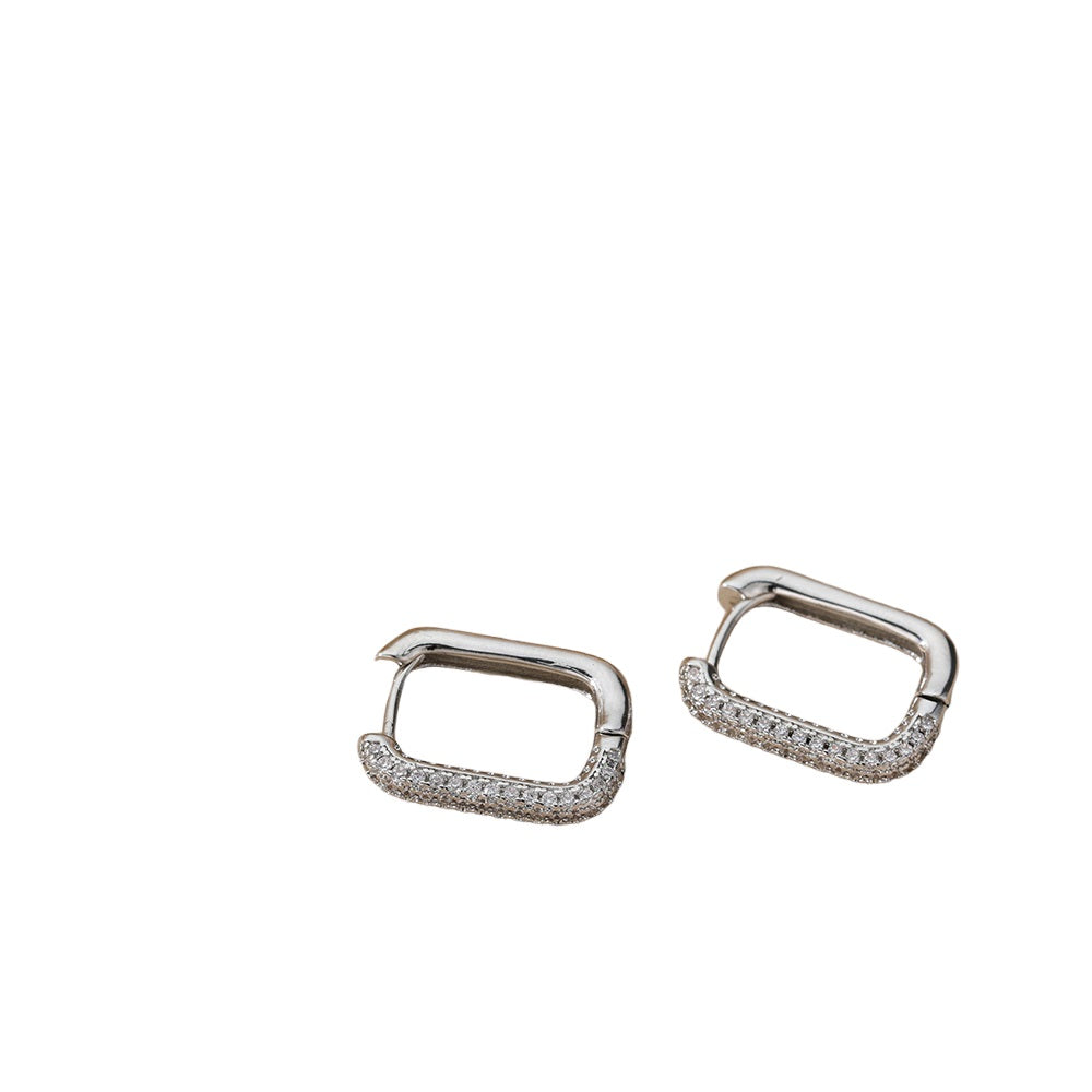 Damen Silber Edelstahl Quadrat Kleine Zirkonia Creolen | Shop Nory