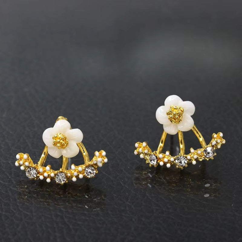 Damen Doppelseitige Äste Blumen Kristall Ohrstecker | Shop Nory