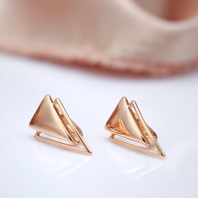 Damen 585 Roségold Minimalistische Geometrische Dreieck Einlage Clip Back Ohrringe | Shop Nory