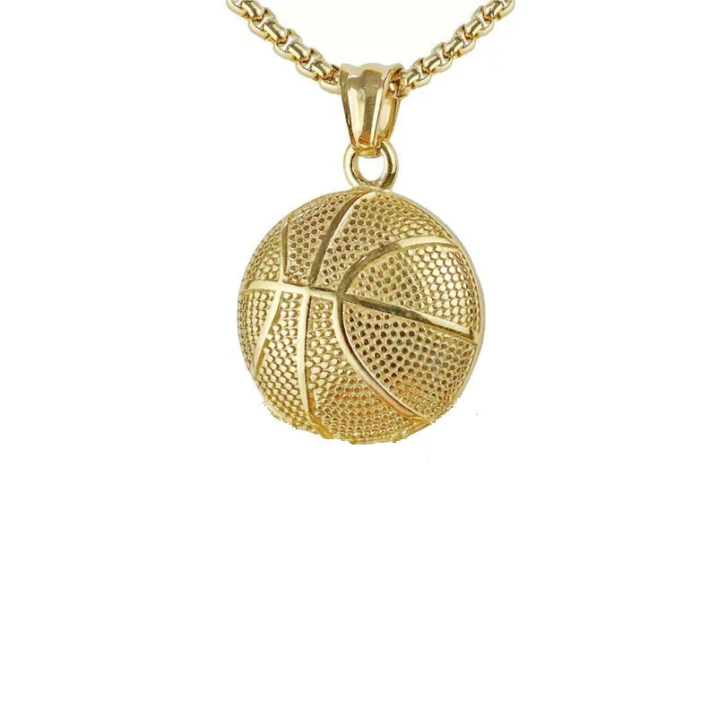 Unisex vergoldete Edelstahl Basketball Fußball Anhänger Kettenhalskette | Shop Nory