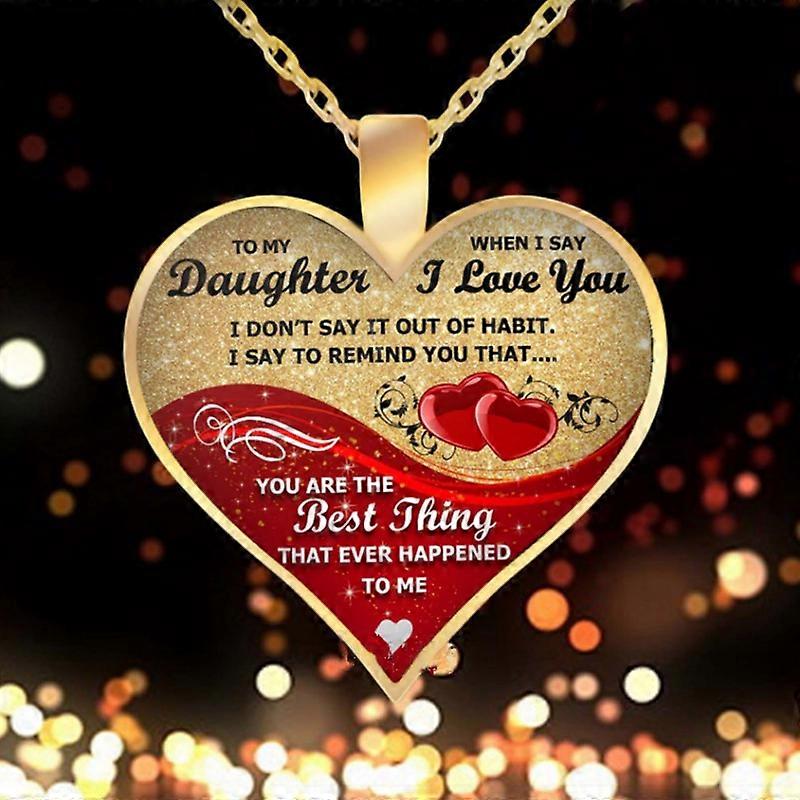 Goldbeschichtete Silber Mädchen Tochter Geschenk Ich liebe dich Herz Anhänger Link Halskette | Shop Nory