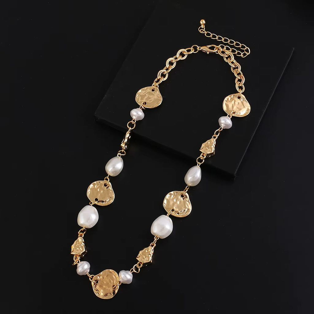 Damen Gold Plated Unregelmäßige Metall Perlen Kette Choker Damen Elegante Halskette | Shop Nory