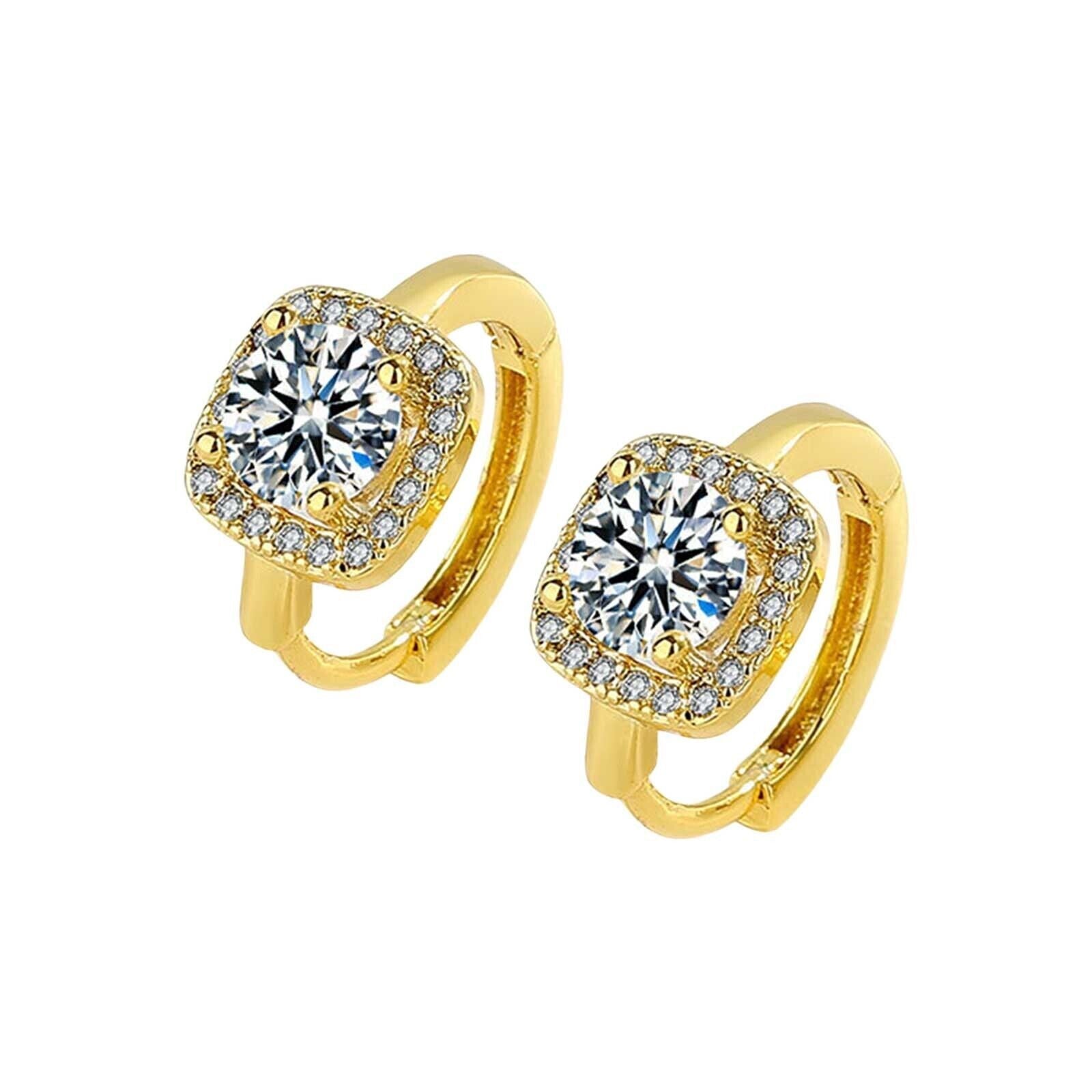 Damen Mädchen Gold Kleine Quadratische Form Kristalle Vielseitige Creolen Ohrringe | Shop Nory