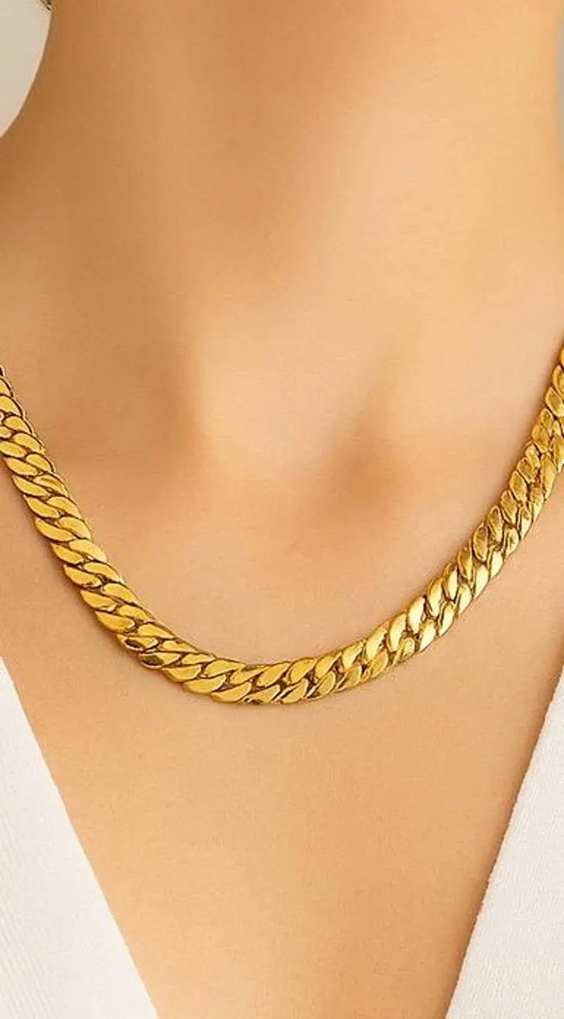 Damen Herren Unisex Gold Hochwertige Glatte Dicke Chunky Link Kette Halskette | Shop Nory