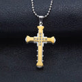 Damen Herren Unisex Einlagen Kristall Kreuz Anhänger Silber Lange Gliederkette Halskette | Shop Nory