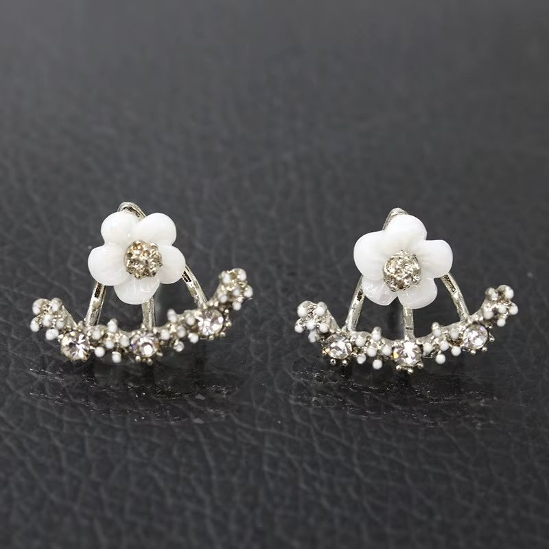 Damen Doppelseitige Äste Blumen Kristall Ohrstecker | Shop Nory