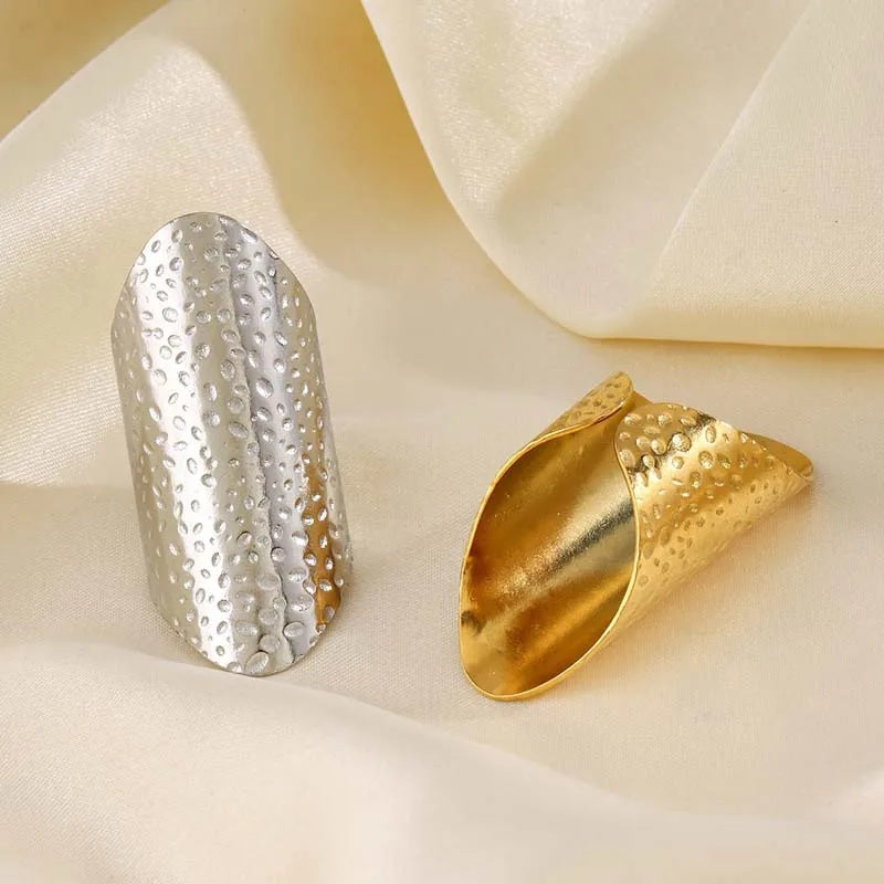 Damen Gold Silber Glatte Blasen Design Edelstahl Verstellbarer Ring | Shop Nory