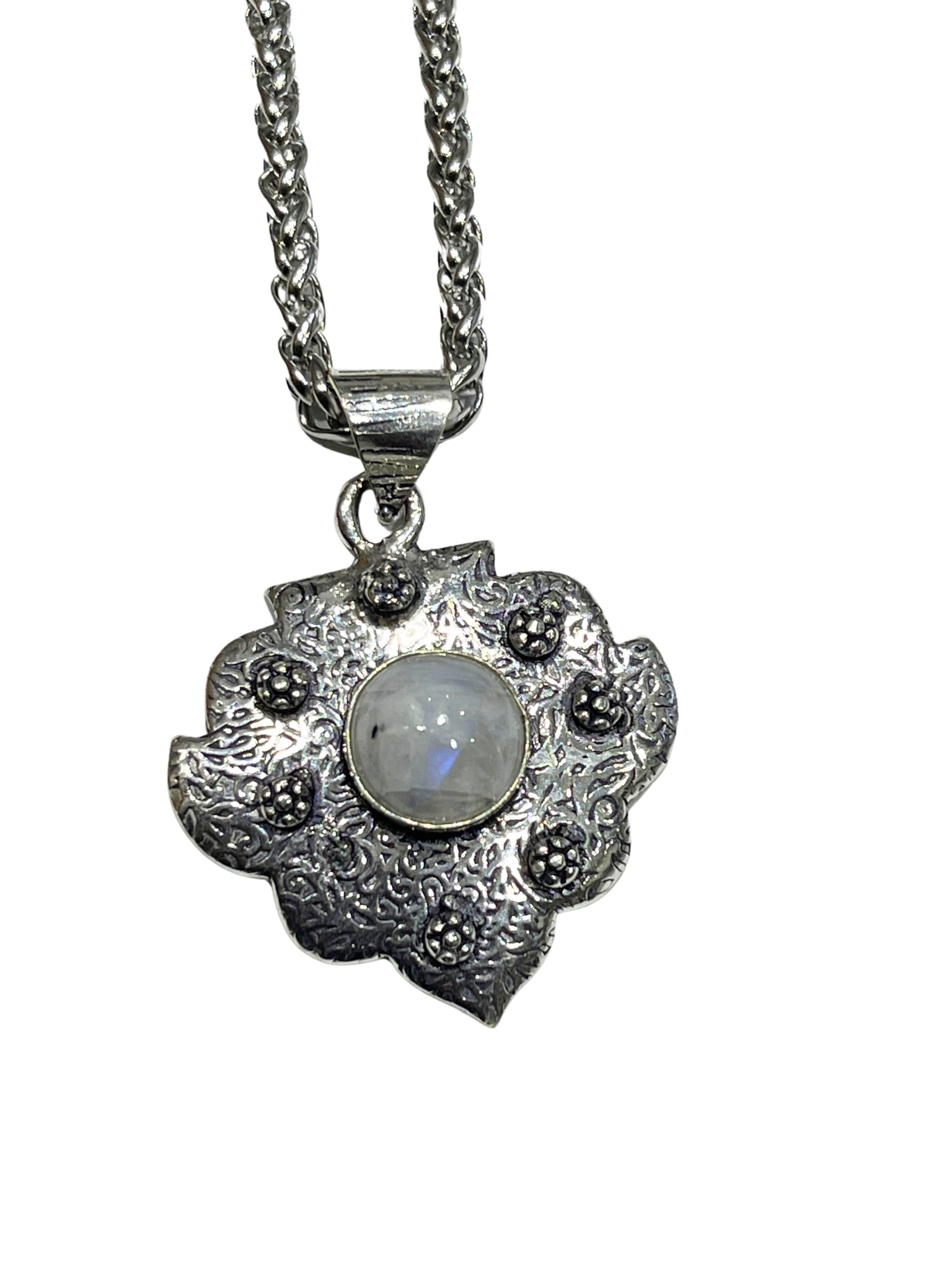 Damen Regenbogen-Moonstone 925 Silberplattiertes Handgemachtes Anhänger Link Ketten Halskette | Shop Nory