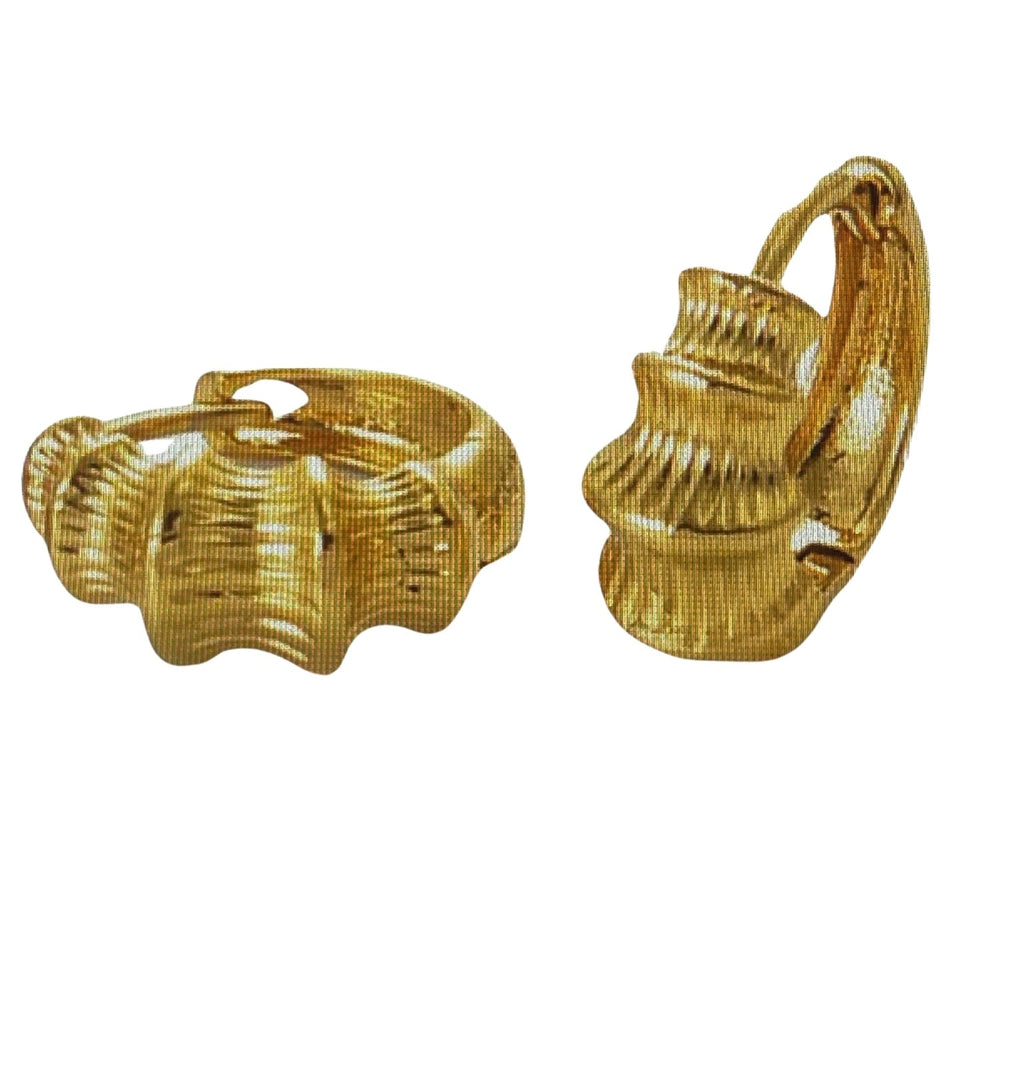 Damen Mädchen Klein Dick Mid Streifen Bambus Gelenk Gold Plattierte Ohrringe | Shop Nory