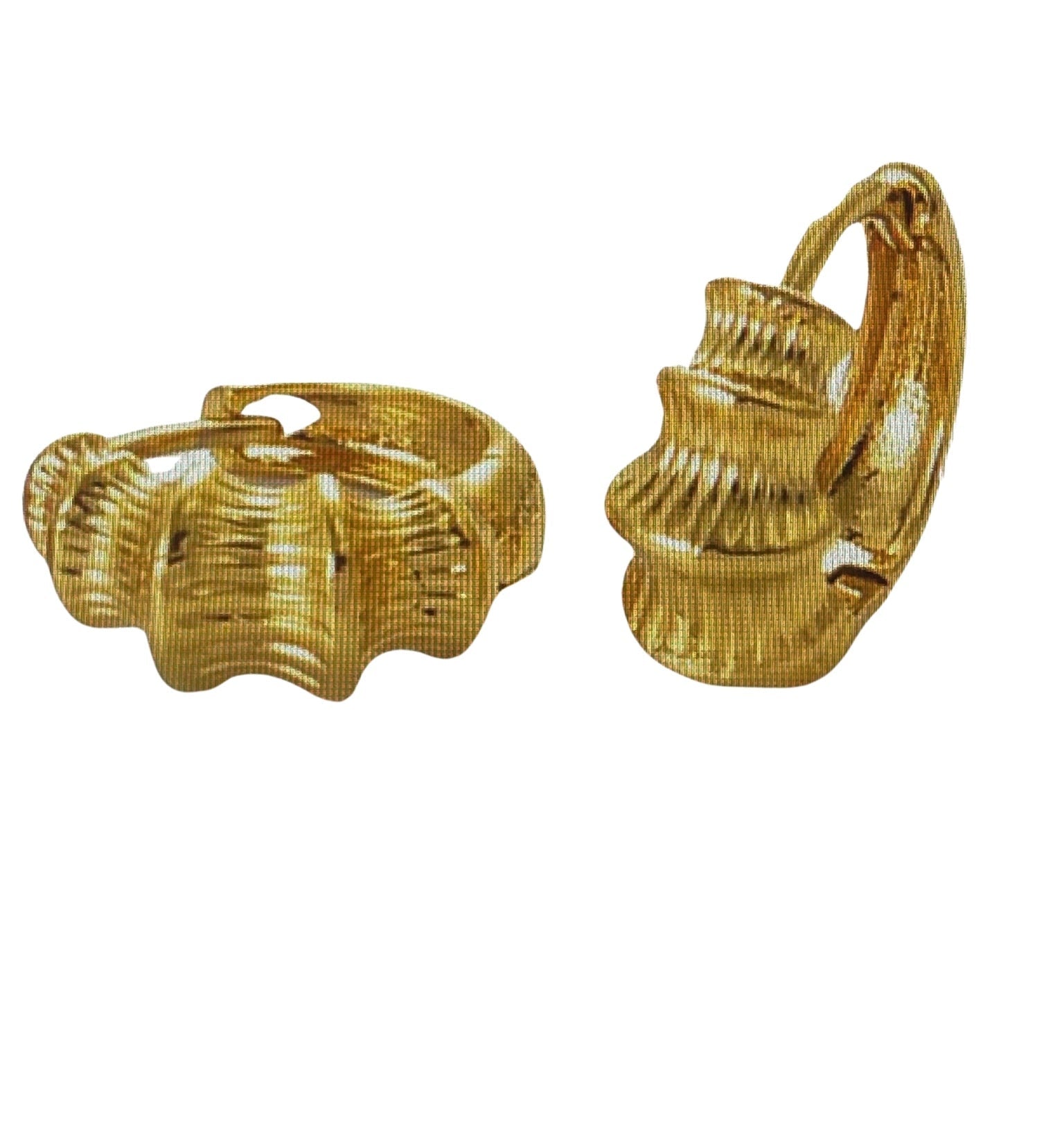 Damen Mädchen Klein Dick Mid Streifen Bambus Gelenk Gold Plattierte Ohrringe | Shop Nory