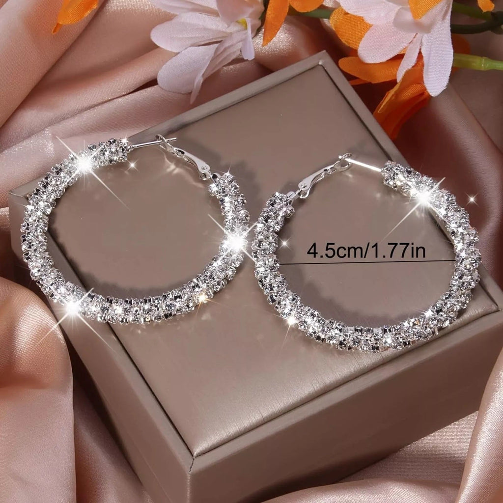 Damen Elegante Silber Chunky Netz Schicht Glänzende Schnitt Clip Hoop Ohrringe | Shop Nory