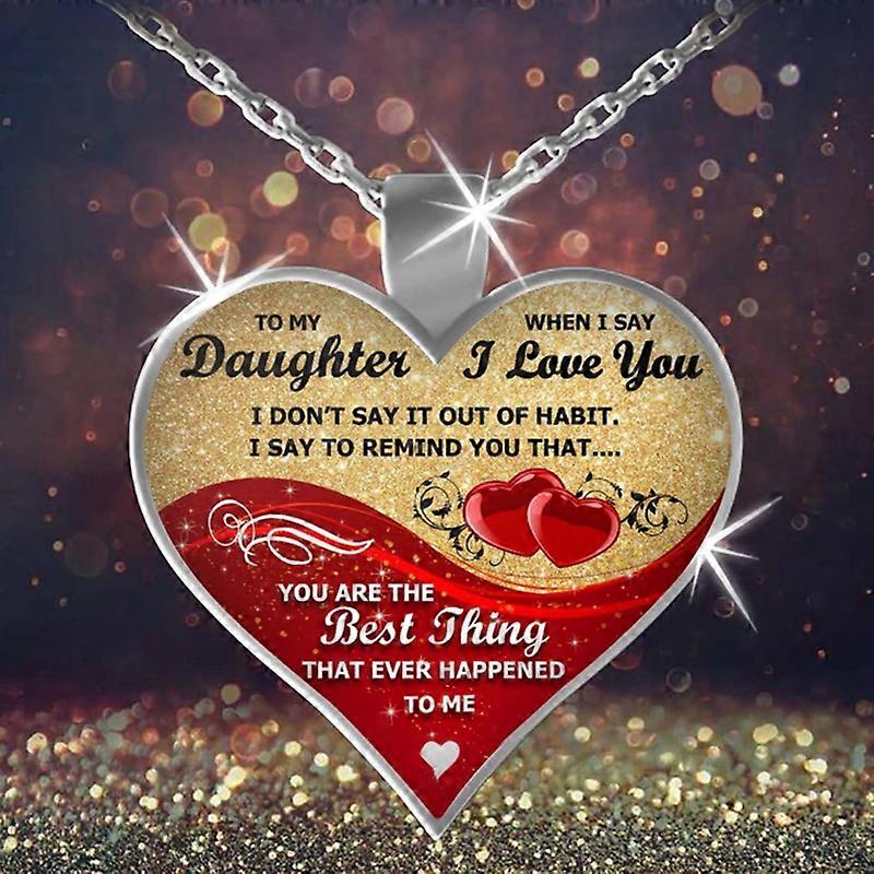 Goldbeschichtete Silber Mädchen Tochter Geschenk Ich liebe dich Herz Anhänger Link Halskette | Shop Nory
