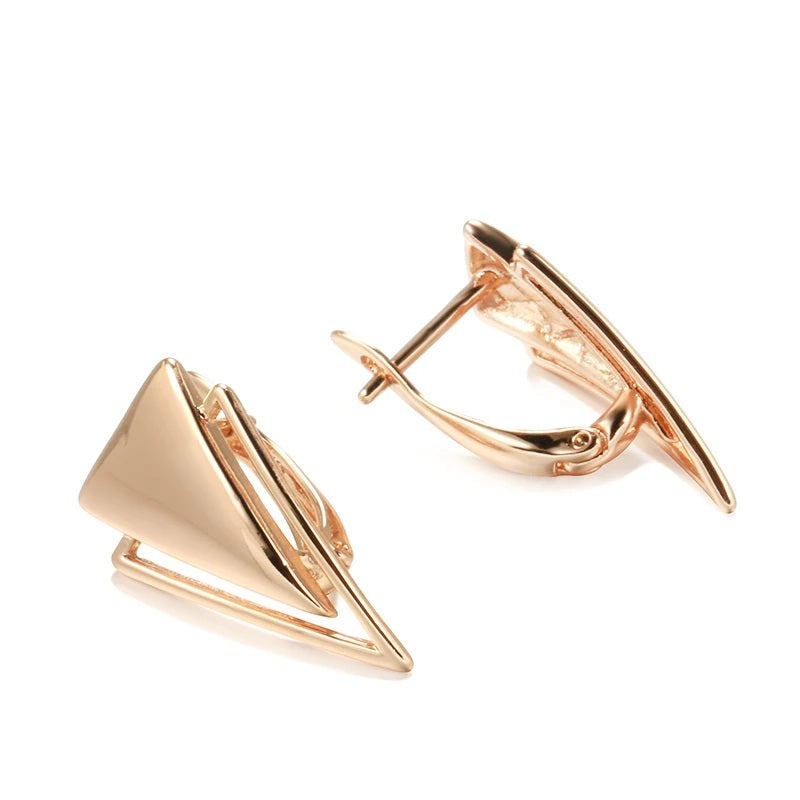 Damen 585 Roségold Minimalistische Geometrische Dreieck Einlage Clip Back Ohrringe | Shop Nory