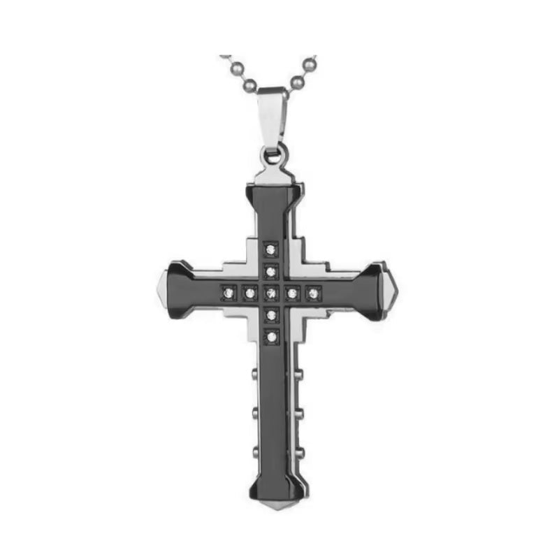 Damen Herren Unisex Einlagen Kristall Kreuz Anhänger Silber Lange Gliederkette Halskette | Shop Nory