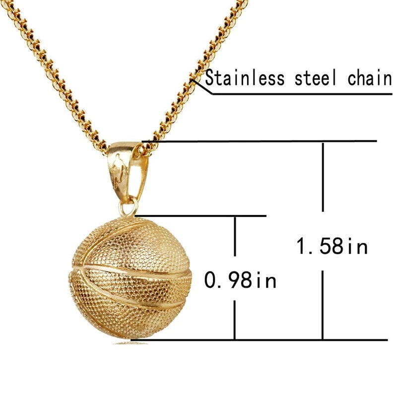 Unisex vergoldete Edelstahl Basketball Fußball Anhänger Kettenhalskette | Shop Nory