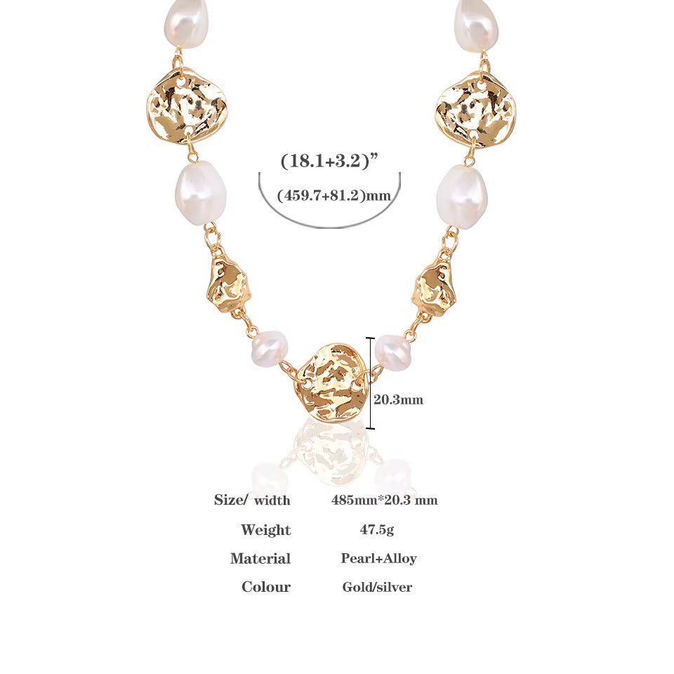 Damen Gold Plated Unregelmäßige Metall Perlen Kette Choker Damen Elegante Halskette | Shop Nory