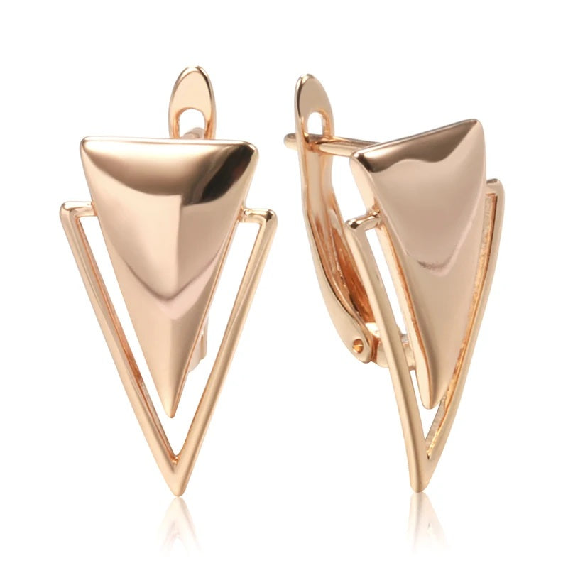 Damen 585 Roségold Minimalistische Geometrische Dreieck Einlage Clip Back Ohrringe | Shop Nory