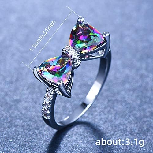 Damen Sterling Silber Beschichtet Funkelnder Mehrfarbiger Diamantgeschliffener Kristall Schleifenring | Shop Nory
