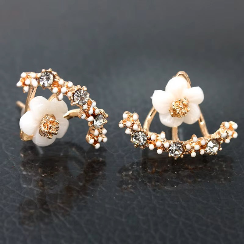 Damen Doppelseitige Äste Blumen Kristall Ohrstecker | Shop Nory