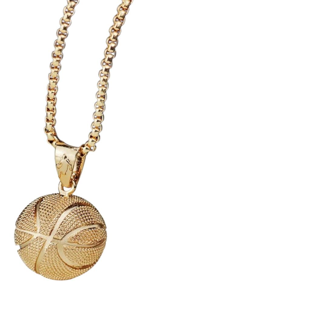 Unisex vergoldete Edelstahl Basketball Fußball Anhänger Kettenhalskette | Shop Nory