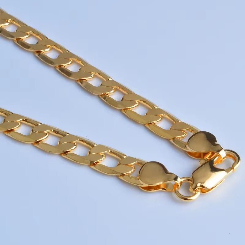 Damen Herren Unisex Gold Hochwertige Glatte Chunky Dicke Gliederkette Halskette | Shop Nory
