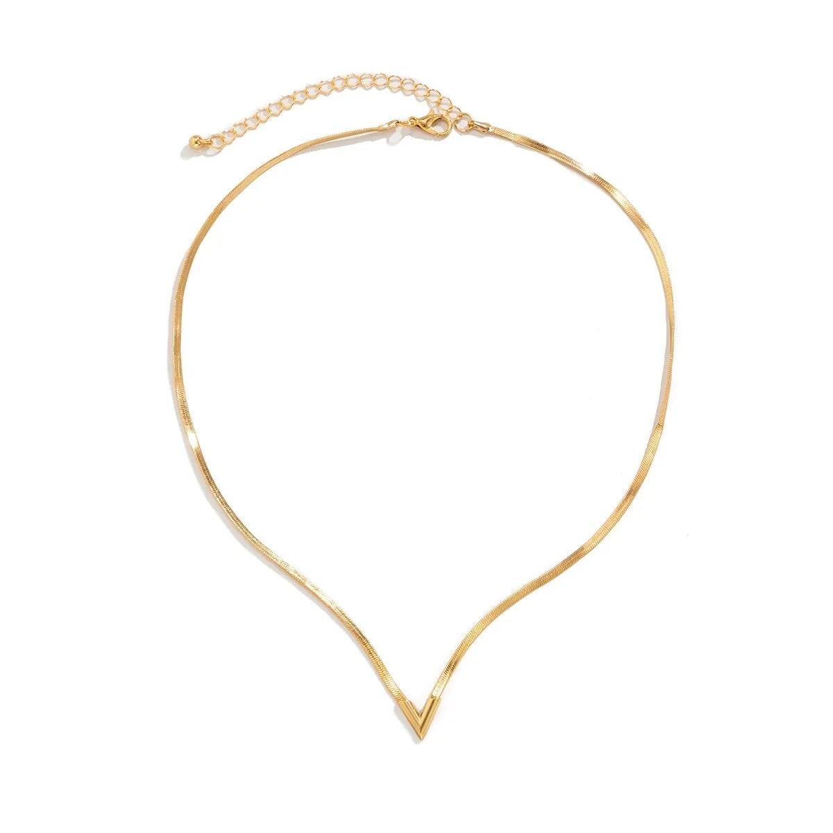 Damen V-förmiger Anhänger Flache Schlangenkette Clavicle Choker Halskette | Shop Nory