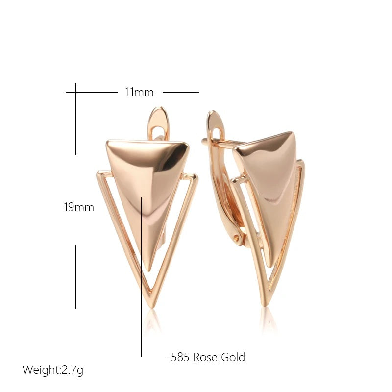 Damen 585 Roségold Minimalistische Geometrische Dreieck Einlage Clip Back Ohrringe | Shop Nory